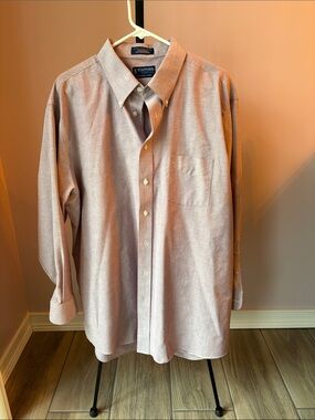 Stafford Men's Long Sleeve Button-Down Shirt in Pale Pink Heather